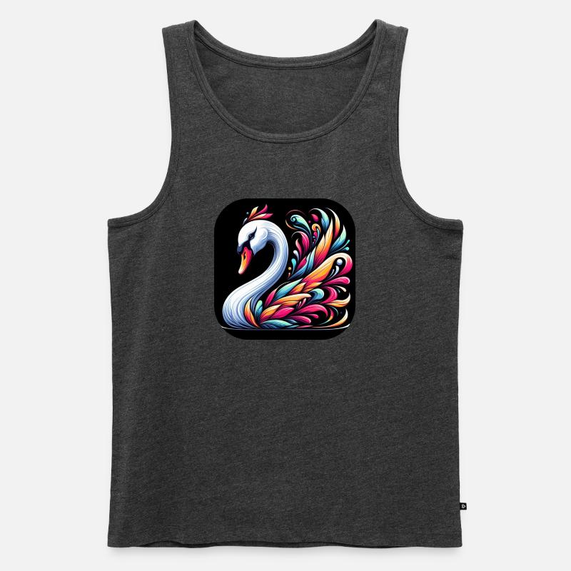 Schwan Tier bunt Comic Cartoon - Männer Premium Bio Tank Top - Anthrazit meliert