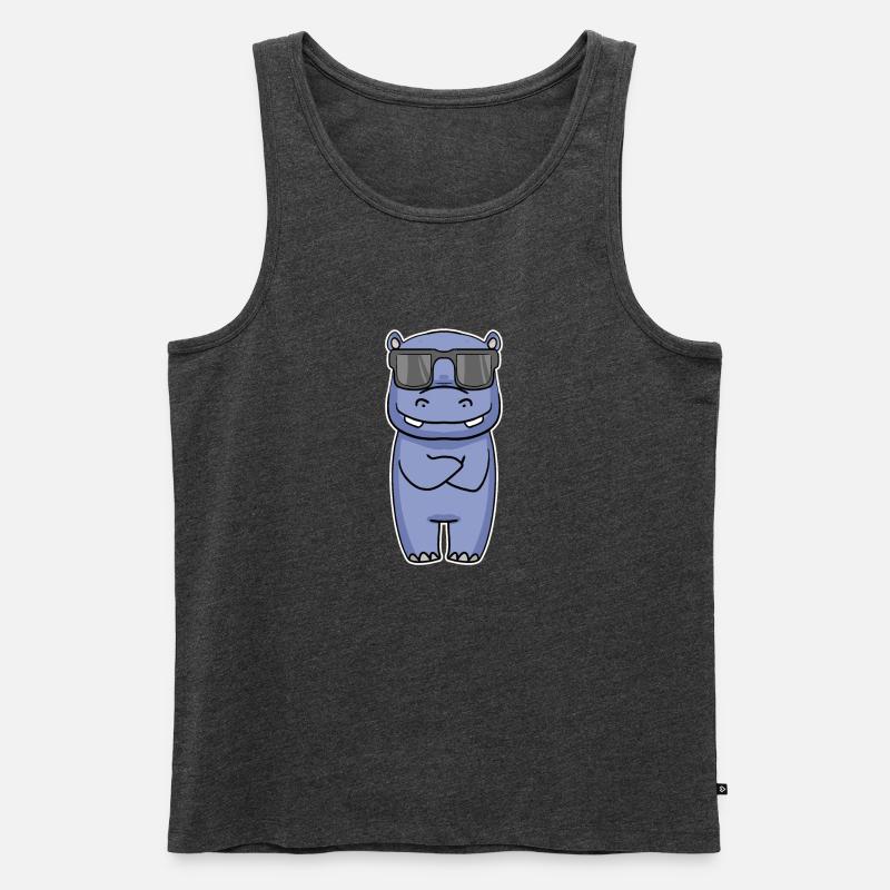 Nilpferd mit Brille - Männer Premium Bio Tank Top - Anthrazit meliert