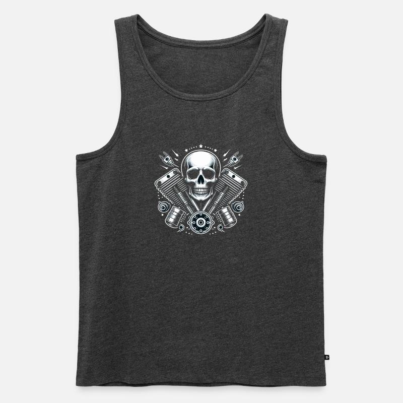 Biker Skull Design 2 - Männer Premium Bio Tank Top - Anthrazit meliert