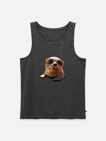 Robbe mit Sonnenbrille Seehund Walross Süße Robben - Männer Premium Bio Tank Top - Anthrazit meliert