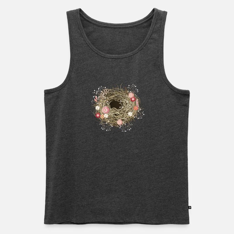 leeres Vogelnest oder Osternest mit Trockenblumen - Männer Premium Bio Tank Top - Anthrazit meliert
