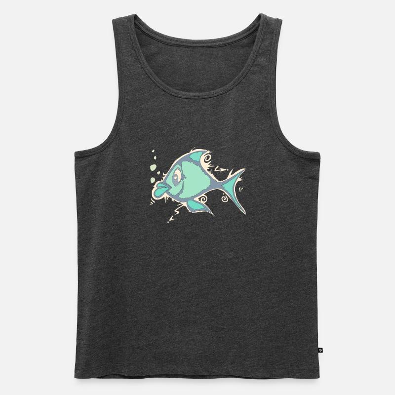 Fisch Linienkunst - Männer Premium Bio Tank Top - Anthrazit meliert