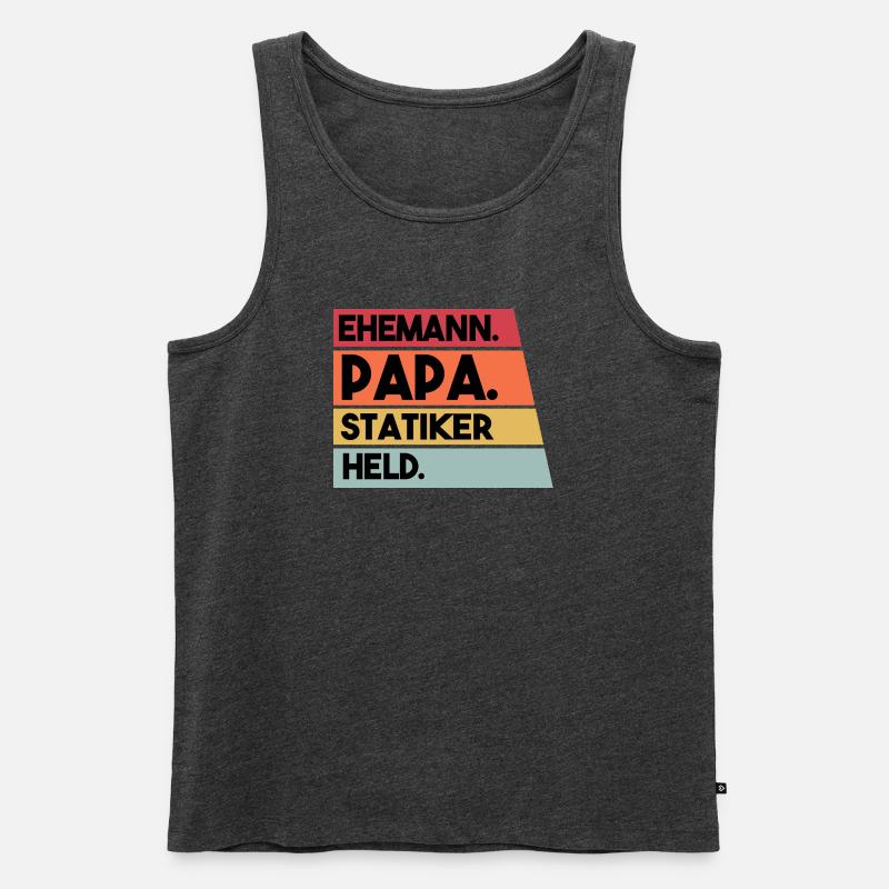 Ehemann Papa Statiker Held - Männer Premium Bio Tank Top - Anthrazit meliert