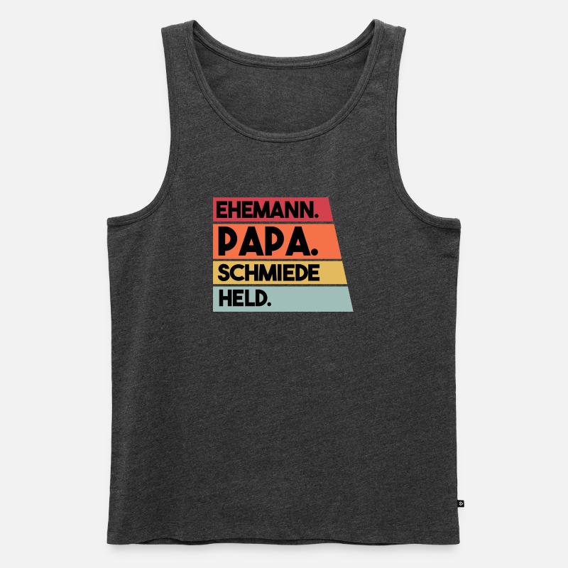 Ehemann Papa Schmiede Held - Männer Premium Bio Tank Top - Anthrazit meliert