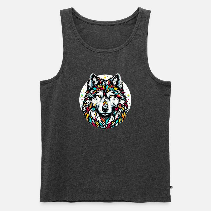 Wolf - Männer Premium Bio Tank Top - Anthrazit meliert