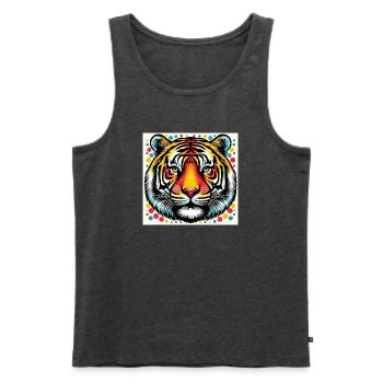 Tiger Pop Art - Men's Premium Organic Tank Top - heather anthracite - Front - AI Model Male 178 light (178cm)