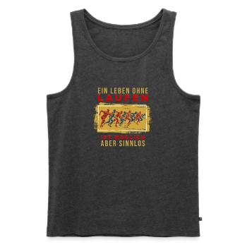 Ein Leben ohne Laufen ist möglich, aber Sinnlos - Männer Premium Bio Tank Top - Anthrazit meliert - Vorne - Michal (187cm)