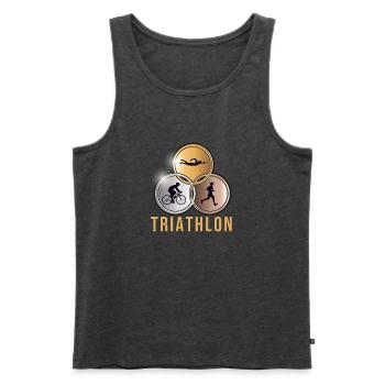 Triathlon - Männer Premium Bio Tank Top - Anthrazit meliert - Vorne - AI Model Male 178 light (178cm)