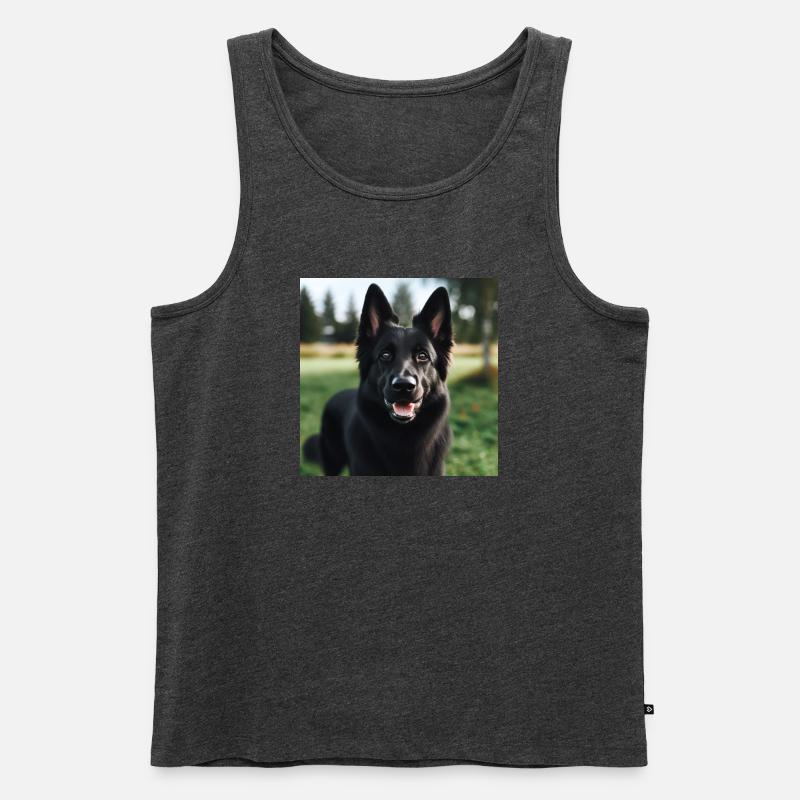 Schwarzer Deutscher Schäferhund - Männer Premium Bio Tank Top - Anthrazit meliert