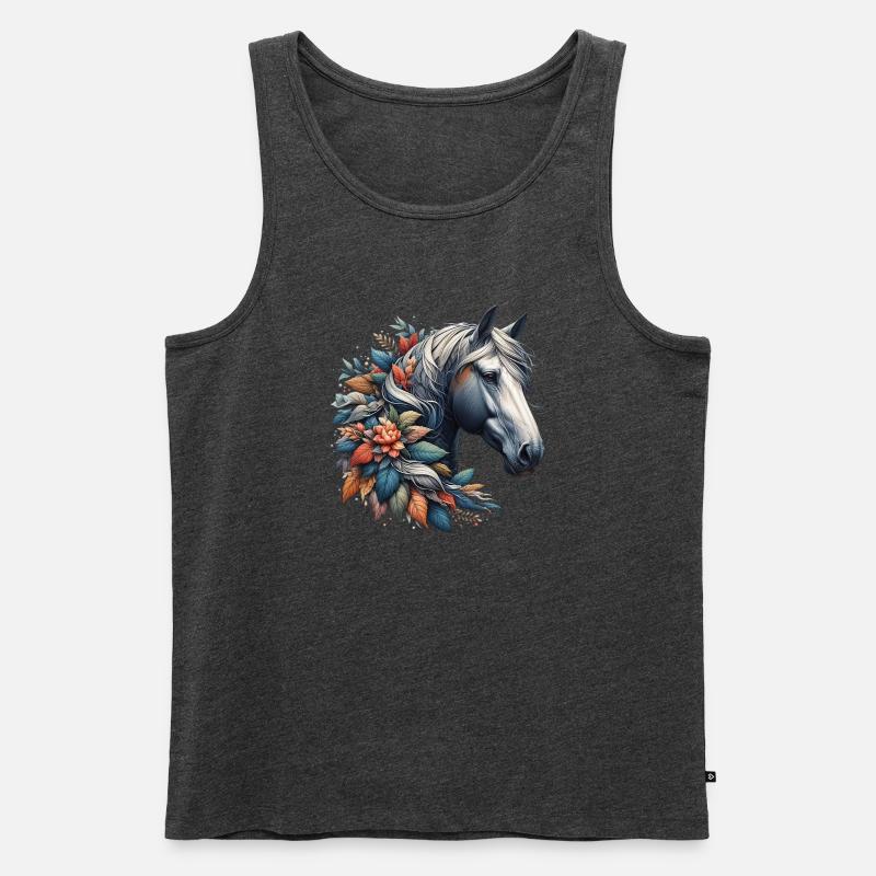 Pferd - Männer Premium Bio Tank Top - Anthrazit meliert