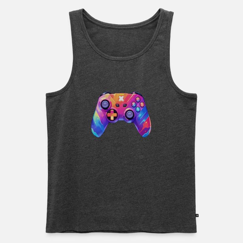 Pixel-Art-Videospiel-Controller - Männer Premium Bio Tank Top - Anthrazit meliert