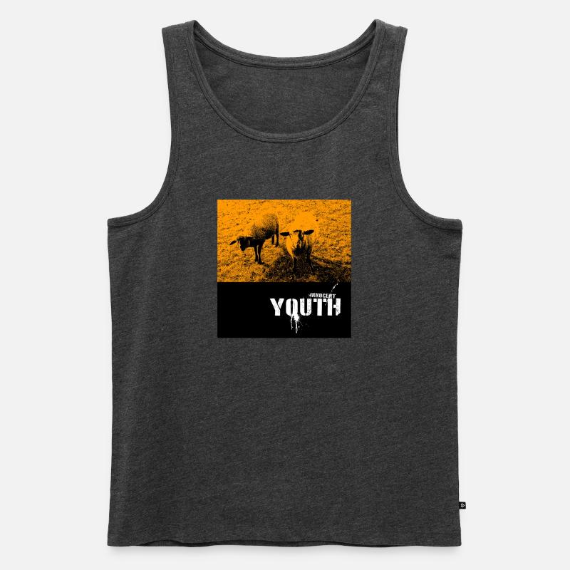 Freche Schafe auf Feld mit Graffiti-Text - Männer Premium Bio Tank Top - Anthrazit meliert
