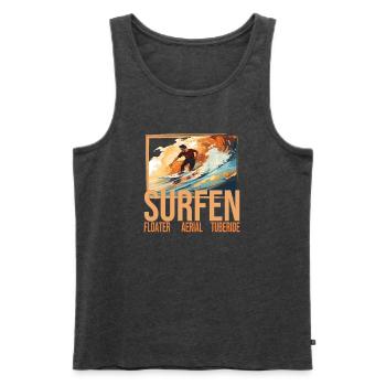 Floater - Aerial - Tuberide - Surfen - Männer Premium Bio Tank Top - Anthrazit meliert - Vorne - AI Model Male 178 light (178cm)