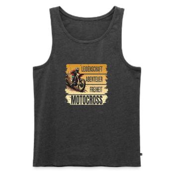 Leidenschaft - Abenteuer - Freiheit - Motocross - Männer Premium Bio Tank Top - Anthrazit meliert - Vorne - Michal (187cm)