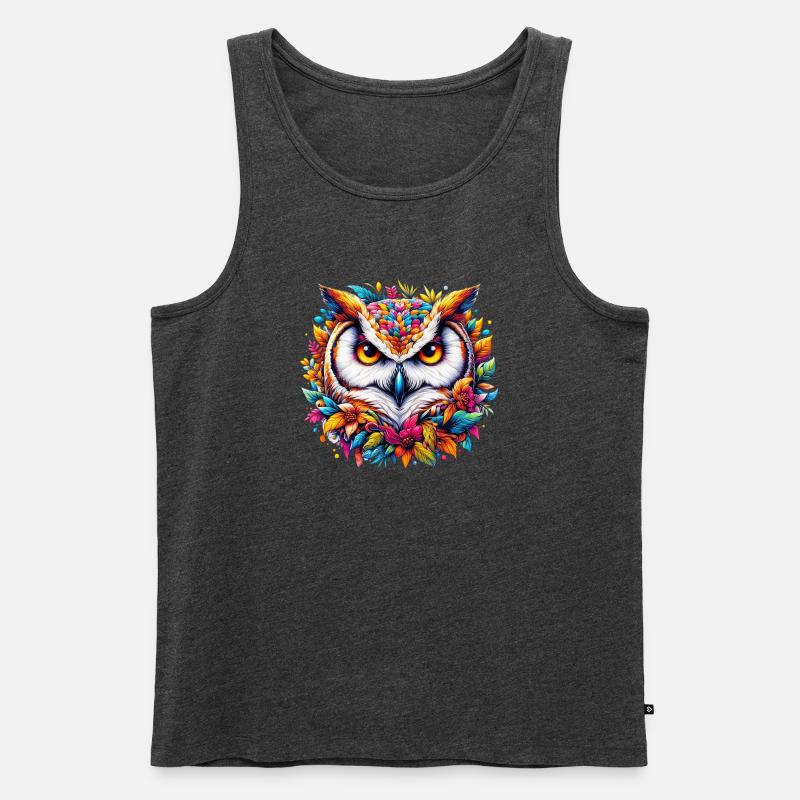 Eule - Männer Premium Bio Tank Top - Anthrazit meliert