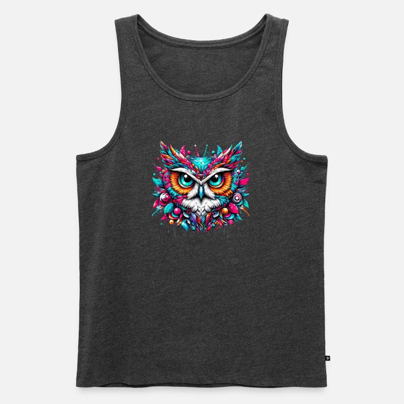 Eule - Männer Premium Bio Tank Top - Anthrazit meliert