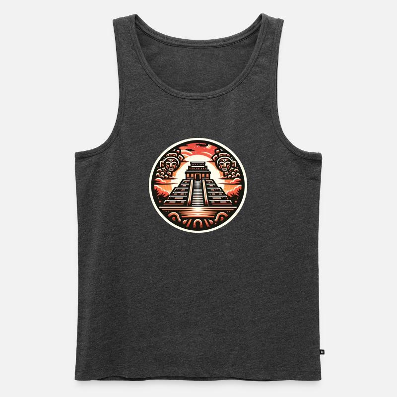 Maya Temple - Männer Premium Bio Tank Top - Anthrazit meliert