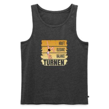 Turnen - Kraft - Eleganz - Balance - Männer Premium Bio Tank Top - Anthrazit meliert - Vorne - AI Model Male 178 light (178cm)