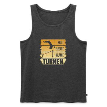 Turnen - Kraft - Eleganz - Balance - Männer Premium Bio Tank Top - Anthrazit meliert - Vorne - AI Model Male 178 light (178cm)