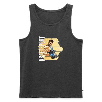 Kraftsport - Männer Premium Bio Tank Top - Anthrazit meliert - Vorne - Michal (187cm)