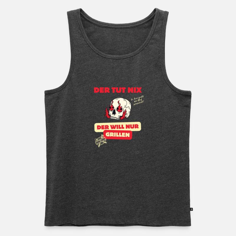 Skull und Grillspruch Design - Männer Premium Bio Tank Top - Anthrazit meliert