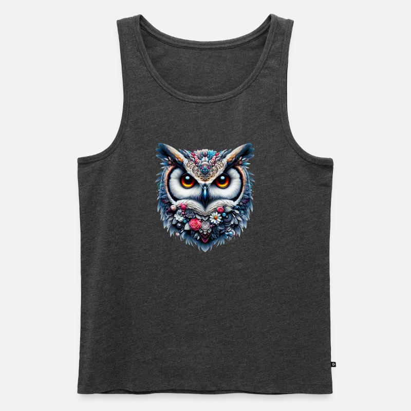 Eule - Männer Premium Bio Tank Top - Anthrazit meliert