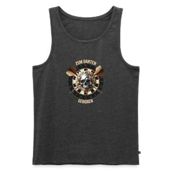 Zum Darten geboren - Männer Premium Bio Tank Top - Anthrazit meliert - Vorne - Michal (187cm)