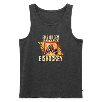 Eins mit dem Sport - Eishockey - Männer Premium Bio Tank Top - Anthrazit meliert - Vorne - Michal (187cm)