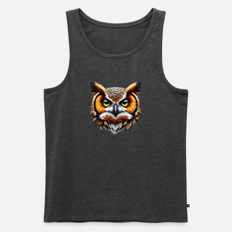 Eule - Männer Premium Bio Tank Top - Anthrazit meliert