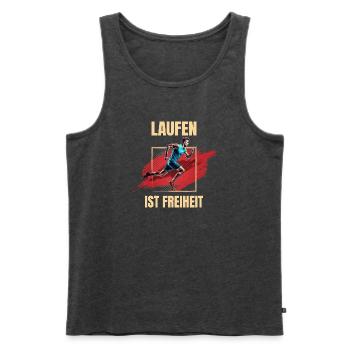Laufen ist Freiheit - Männer Premium Bio Tank Top - Anthrazit meliert - Vorne - AI Model Male 178 light (178cm)