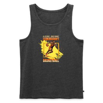 Basketball: Lebe deine Leidenschaft - Männer Premium Bio Tank Top - Anthrazit meliert - Vorne - Michal (187cm)