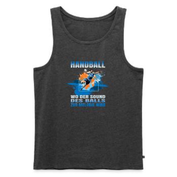 Handball: Wo der Sound des Balls zur Melodie wird - Männer Premium Bio Tank Top - Anthrazit meliert - Vorne - Michal (187cm)