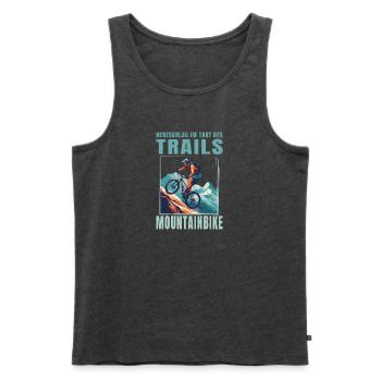 Herzschlag im Takt des Trails - Männer Premium Bio Tank Top - Anthrazit meliert - Vorne - AI Model Male 178 light (178cm)