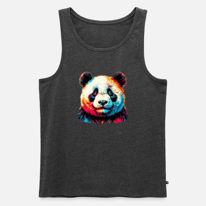 Panda - Männer Premium Bio Tank Top - Anthrazit meliert