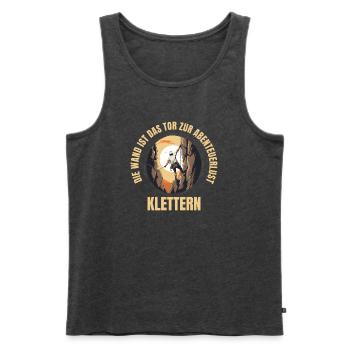 Die Wand ist das Tor zur Abenteuerlust - Männer Premium Bio Tank Top - Anthrazit meliert - Vorne - Michal (187cm)
