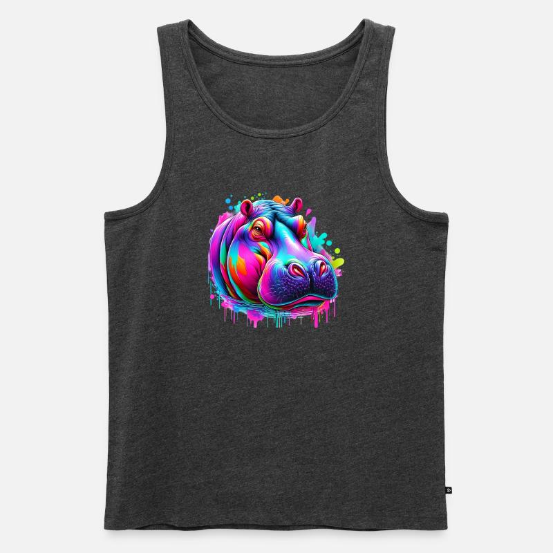 Nilpferd - Männer Premium Bio Tank Top - Anthrazit meliert