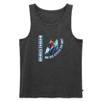 Auf den Gipfeln der Welt - Männer Premium Bio Tank Top - Anthrazit meliert - Vorne - Michal (187cm)