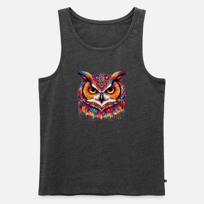 Eule - Männer Premium Bio Tank Top - Anthrazit meliert