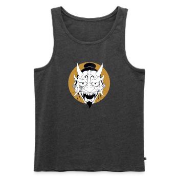 Oni Maske  - Männer Premium Bio Tank Top - Anthrazit meliert - Vorne - Michal (187cm)