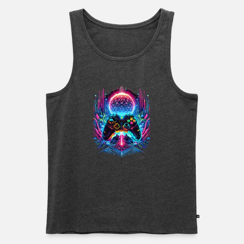 Synthwave Cyberpunk Gaming Controller - Männer Premium Bio Tank Top - Anthrazit meliert