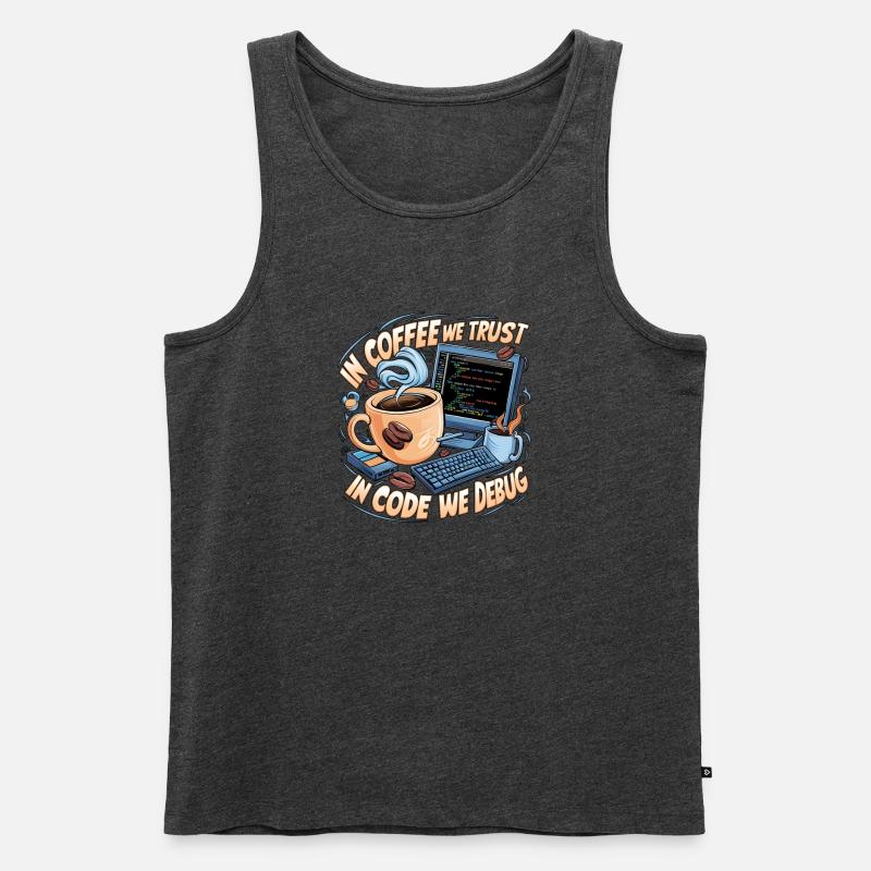 KaffeeCode Debug: In Code Wir Debuggen - Männer Premium Bio Tank Top - Anthrazit meliert