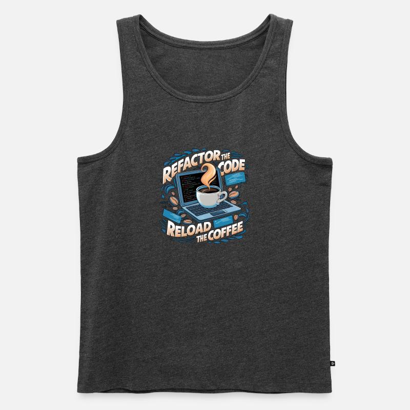 Programmers generate code from coffee - Men's Premium Organic Tank Top - heather anthracite