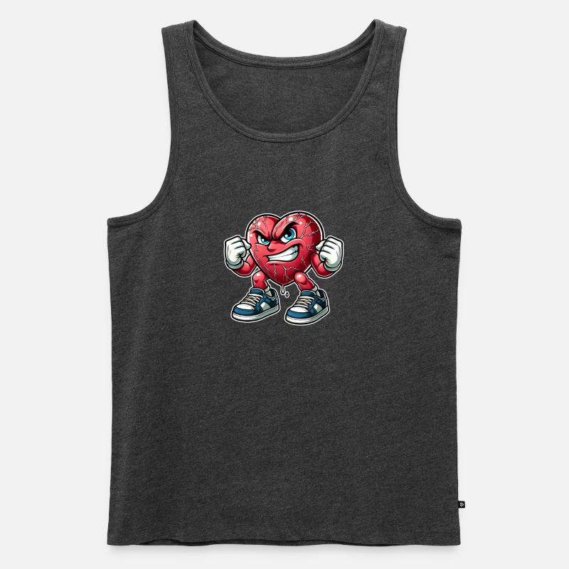 Wütendes Herz Design - Männer Premium Bio Tank Top - Anthrazit meliert