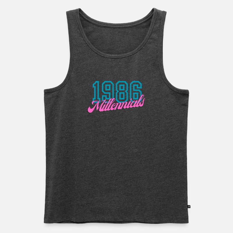 1986 Millennials Retro Numerisches Design - Männer Premium Bio Tank Top - Anthrazit meliert