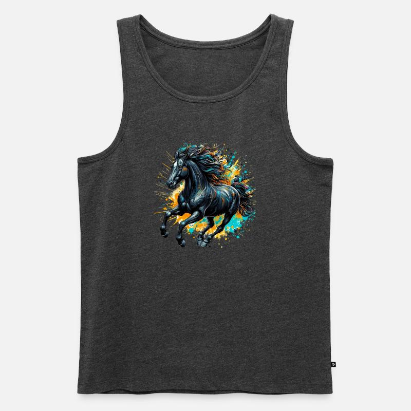 Pferd - Männer Premium Bio Tank Top - Anthrazit meliert