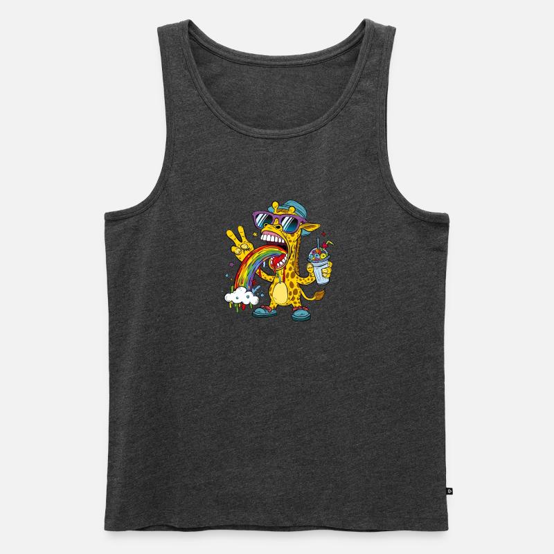 Regenbogengiraffe - Männer Premium Bio Tank Top - Anthrazit meliert