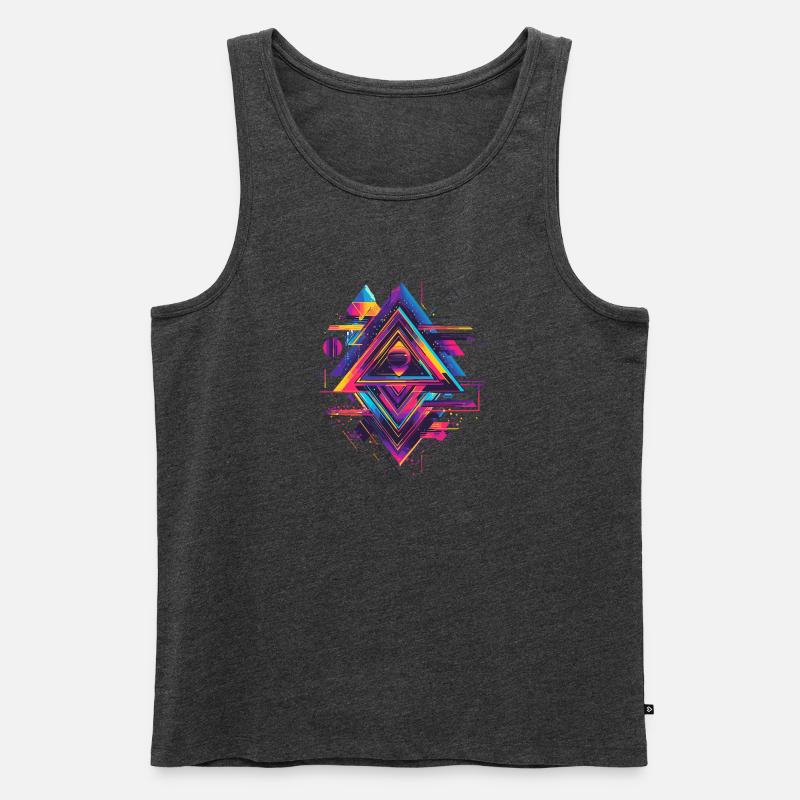Futuristisches Psychedelisch Techno Trance 90s 80s - Männer Premium Bio Tank Top - Anthrazit meliert