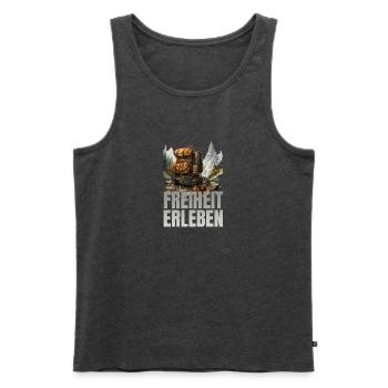 Freiheit erleben - Männer Premium Bio Tank Top - Anthrazit meliert - Vorne - Michal (187cm)