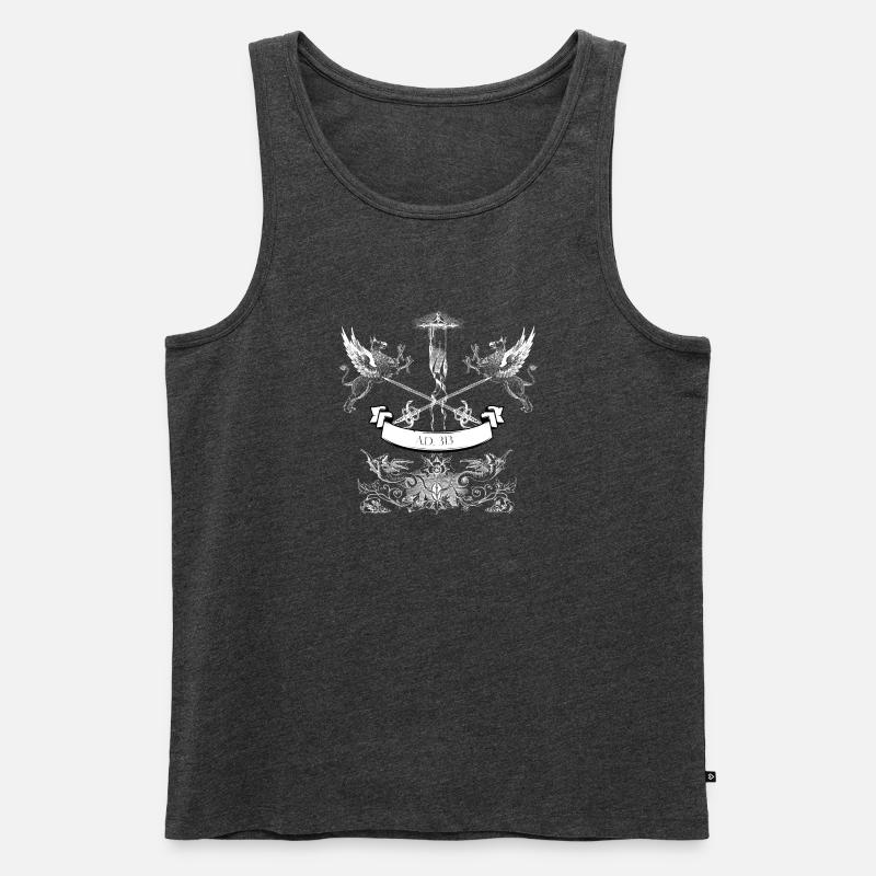 Zwillingsdrachen-Wappen Schild - Männer Premium Bio Tank Top - Anthrazit meliert