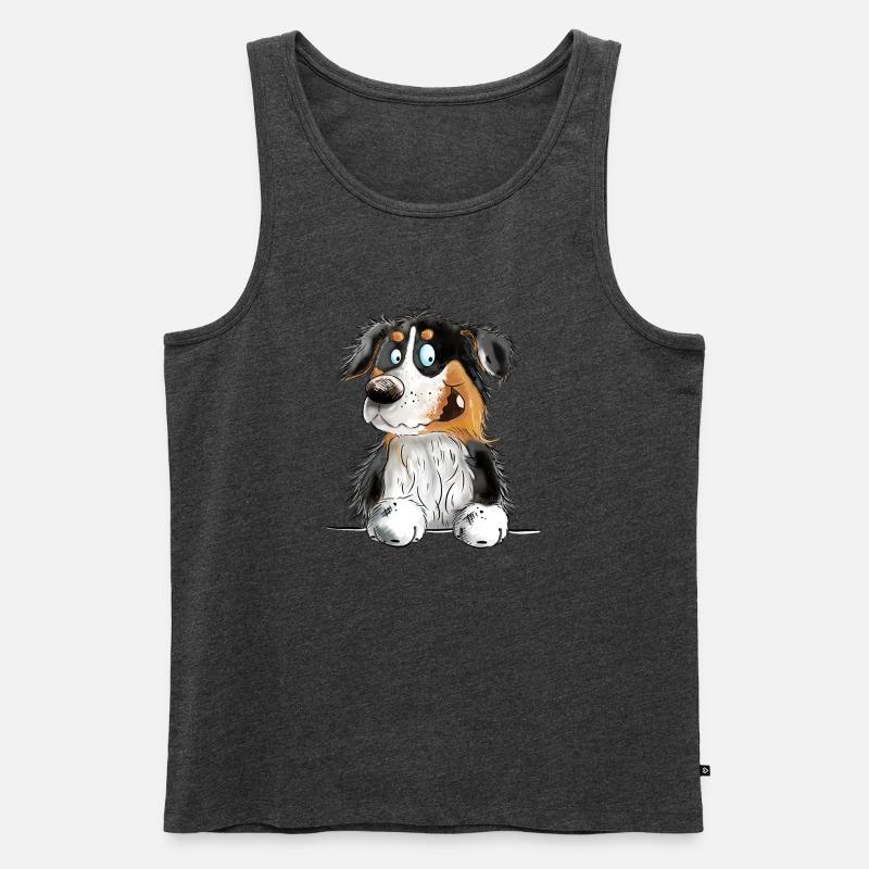 Funny Australian Shepherd Black Tri - Männer Premium Bio Tank Top - Anthrazit meliert